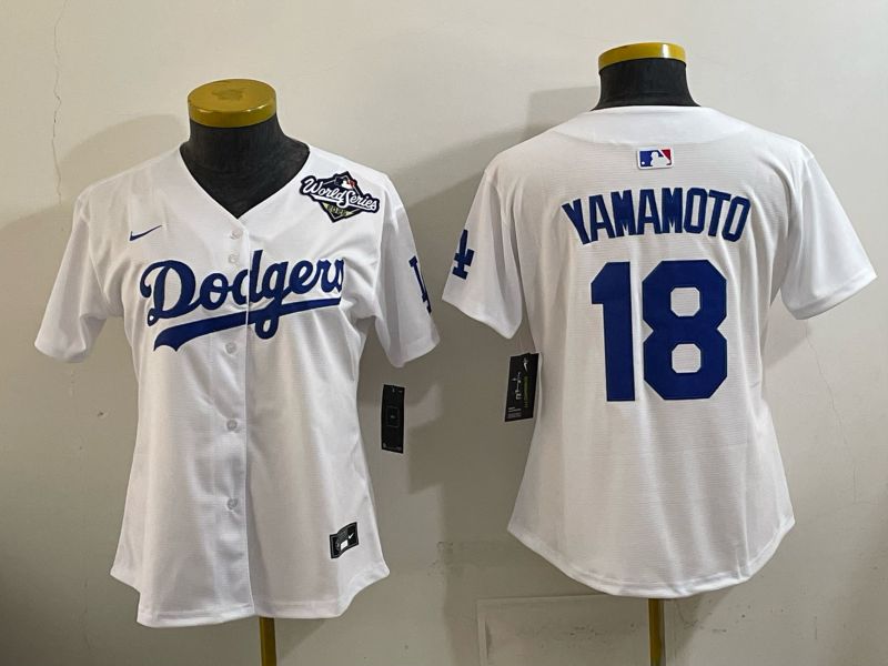 Women 2026 Nike Los Angeles Dodgers #18 Yamamoto White Game MLB Jersey 03->women mlb jersey->Women Jersey